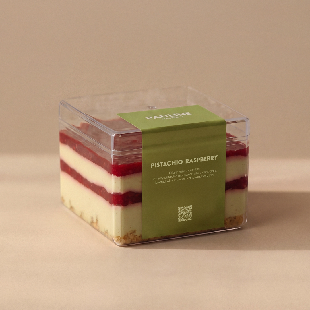 Pistachio raspberry cake jar